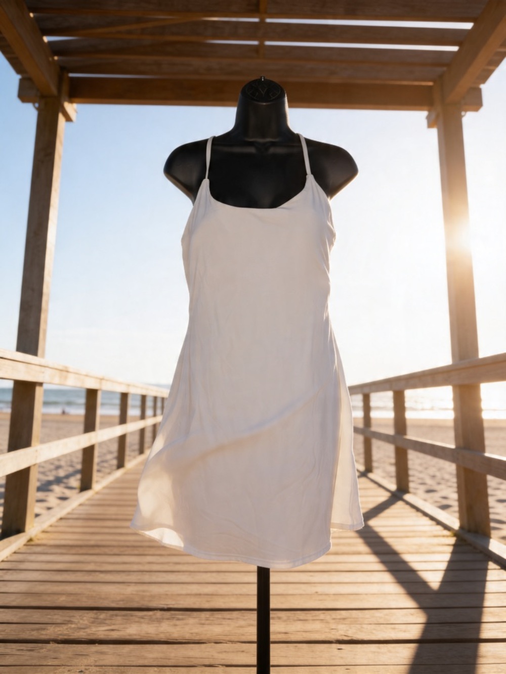 HALARA White Spaghetti-Strap Mini Slip Dress